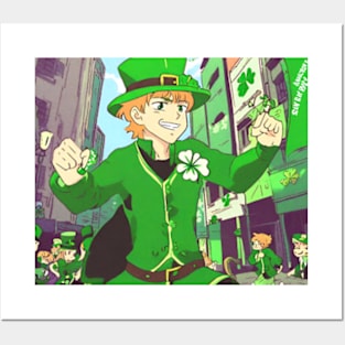 st patricks day anime style Posters and Art